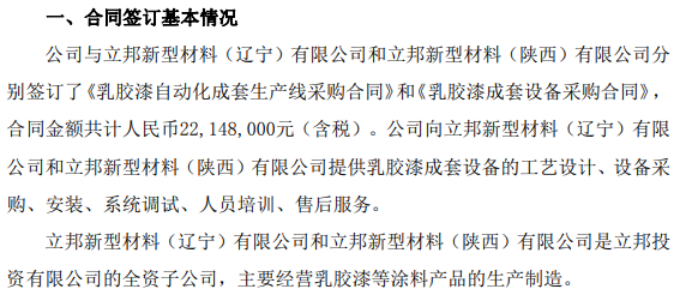 开云电竞赛德丽签订了《乳胶漆自动化成套生产线采购合同》和《乳胶漆成套设备采购合同》 金额共计22148万(图1)